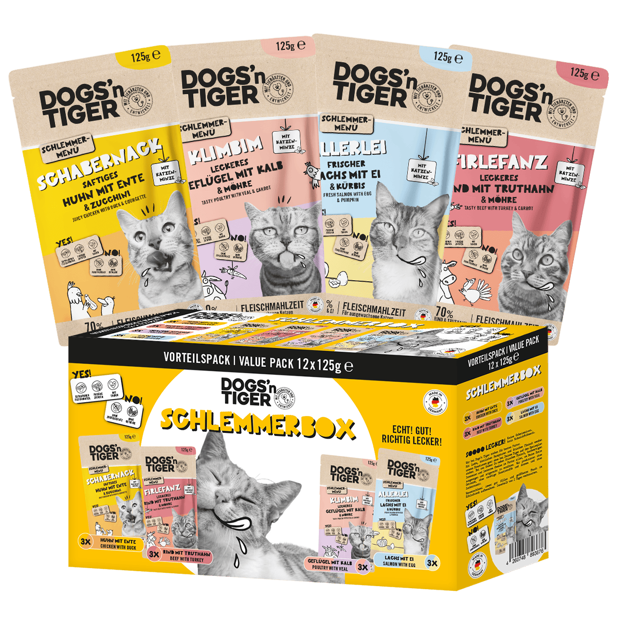 Dogs’n tiger adult cat food, gourmet package, wet food for cats, grain -free