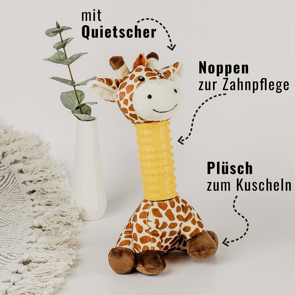 ne & no® dog toys giraffe/ plush animal + cockwork + squeaker - Image 3