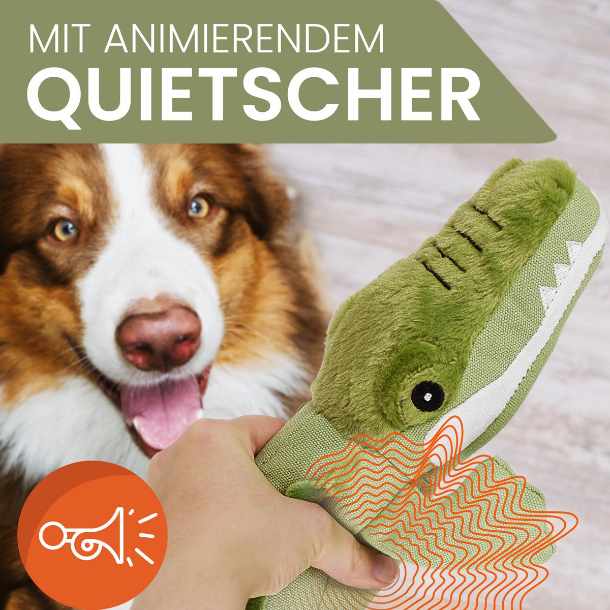 ne & no dog toy - dog die with squeaker i toy from canvas: Keckes Krokodil Kris - Image 5