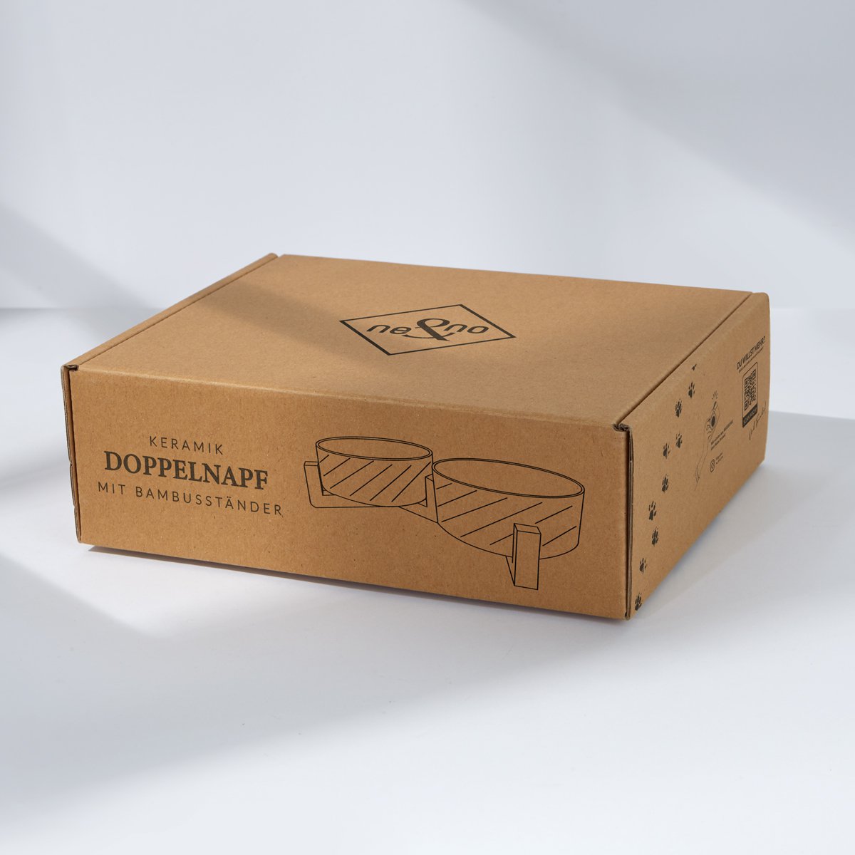ne & no® ceramic double -food bowl with bamboo tap i 2er - Image 3