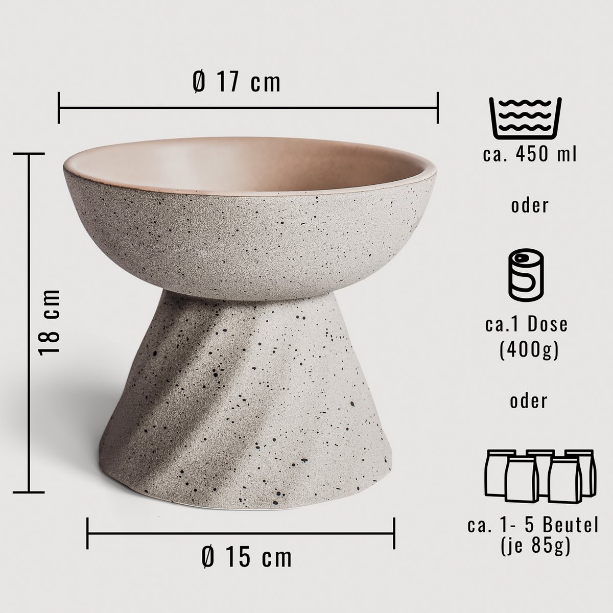 ne & no® increased ceramic food bowl for cats in stone optics - Image 6