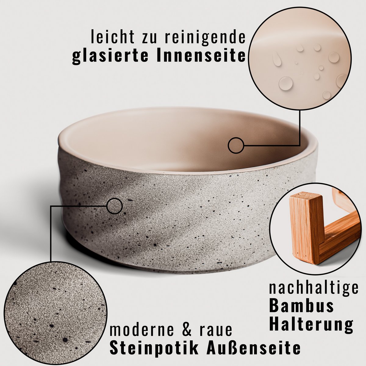 ne & no® ceramic double -food bowl with bamboo tap i 2er - Image 7