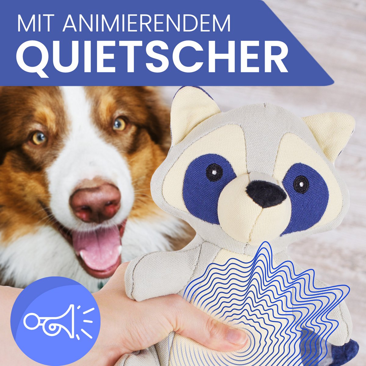 ne & no dog toy - dog stuff with squeaker - cheeky raccoon Wally - Image 5