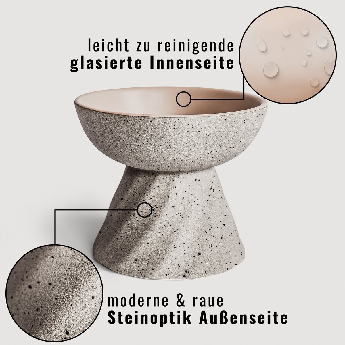 ne & no® increased ceramic food bowl for cats in stone optics - Image 7